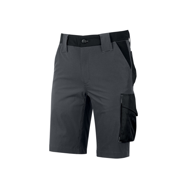 Upower Mercury Pantalon Corto de Alta Calidad - Talla M - Repelente al Agua, Transpirable, Secado Rapido, Cintura Ajustable, Proteccion Lumbar, Slim Fit, DPI1 - Color Gris Asfalto