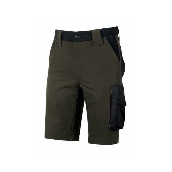 Upower Mercury Pantalon Corto Alta Calidad - Talla L - Repelente al Agua, Transpirable, Secado Rapido, Multiples Bolsillos, Cintura Elastica, Proteccion DPI1 - Color Verde Oscuro
