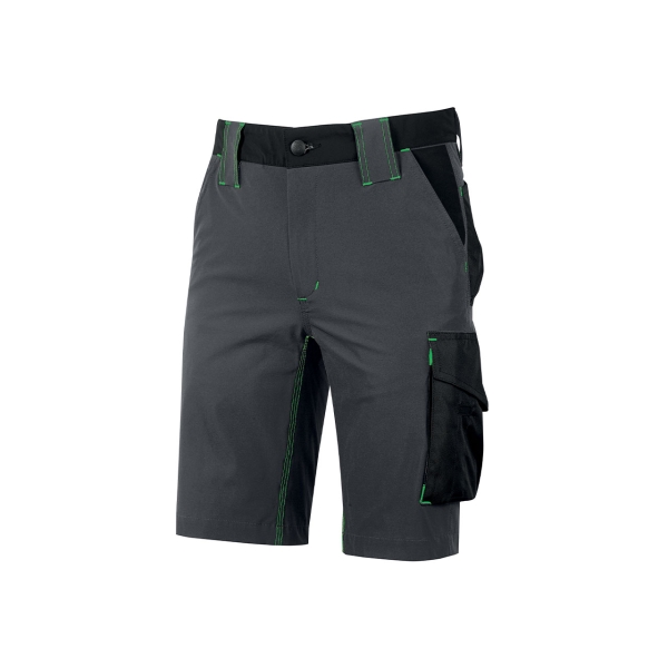 Upower Mercury Pantalon Corto Resistente - Talla 4XL - Repelente al Agua, Transpirable, Ajuste Retractil, Proteccion DPI1, Slim Fit, Multiples Bolsillos - Color Gris Asfalto Verdoso