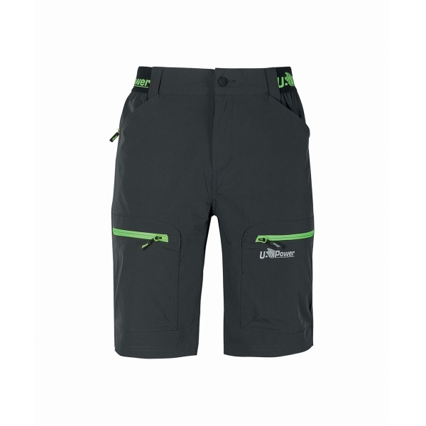 Upower Ares Bermudas de Trabajo con Corte Jogging - Talla 2XL - Multibolsillos con Cremallera y Velcro, Proteccion Lumbar, Cinta Reflectante, Impermeables - Color Gris Asfalto Verdoso