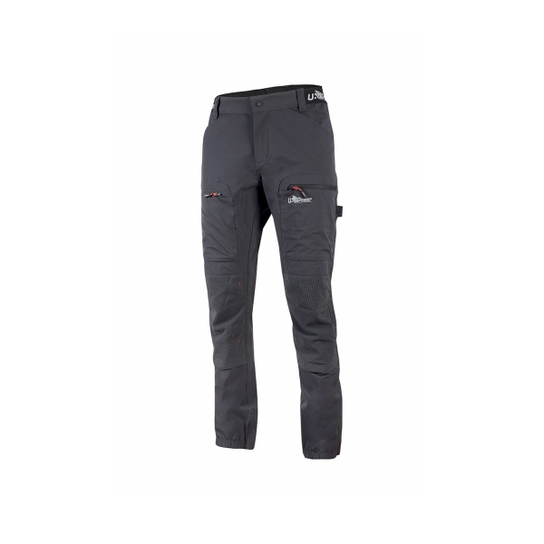 Upower Harmony Pantalones de Trabajo de Verano - Talla 3XL - Tejido Elastico, Corte Jogging, Impermeables, Secado Rapido, Multiples Bolsillos, Detalles Reflectantes - Color Gris Asfalto