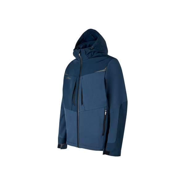 Upower Verve Chaqueta Tecnica - Talla 3XL - Proteccion Contra Lluvia y Frio, Softshell con Micro-Fleece, Capucha Desmontable, Multiples Bolsillos, Detalles Reflectantes - Color Azul Marino