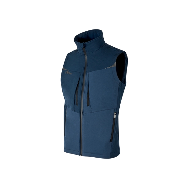 Upower Brio Chaleco de Trabajo Softshell - Talla 5XL - Repelente al Agua, Interior de Microfleece, Tecnologia de Grafeno, Multiples Bolsillos, Detalles Reflectantes, Cremallera Waterproof - Color Azul Marino