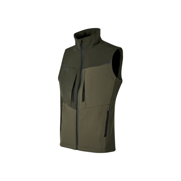 Upower Brio Chaleco de Trabajo Softshell - Talla M - Repelente al Agua, Interior de Microfleece, Tecnologia de Grafeno, Multiples Bolsillos, Detalles Reflectantes, Cremallera Waterproof - Color Verde Oscuro
