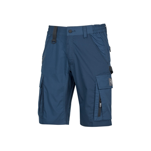 Upower Solaris Bermudas Cargo Funcionales - Talla M - Tejido Ripstop Elastico, Multibolsillos, Detalles Reflectantes, Proteccion Lumbar, Cierre Antirayaduras, Porta Identificacion Oculto - Color Azul Marino