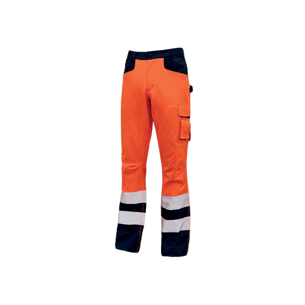 Upower Beacon Pantalon de Trabajo con Multiples Bolsillos - Talla M - Cintura Porta Martillo, Rodillas Preformadas, Cintas Reflectantes, Costuras Reforzadas, Proteccion DPI2 - Color Naranja Fluorescente