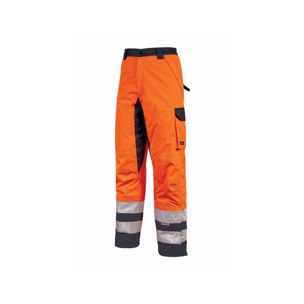 Upower Subu Pantalones Impermeables y Transpirables - Talla M - Bolsillos Multifuncionales, Rodillas Reforzadas, Cintura Elastica, Proteccion Contra el Frio, Visibilidad Mejorada - Color Naranja Fluorescente