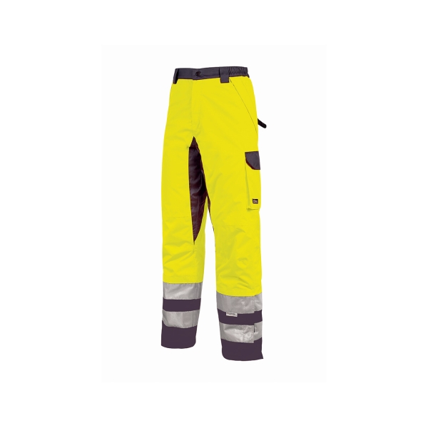 Upower Subu Pantalones Impermeables y Transpirables - Talla S - Bolsillos Multifuncionales, Rodillas Reforzadas, Cintura Elastica, Proteccion DPI2, Visibilidad Mejorada, Costuras Reforzadas - Color Amarillo Fluorescente