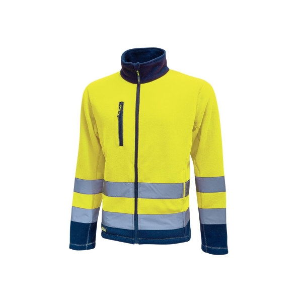 Upower Boing Chaqueta Polar con Cremallera Completa - Talla 3XL - Bolsillos Inferiores y para Movil, Detalles Reflectantes, Proteccion DPI2, Certificacion CE - Color Amarillo Fluorescente