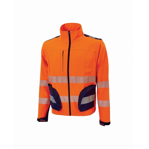 Upower Bea Cazadora de Trabajo Alta Visibilidad - Talla L - Mangas Separables, Bolsillos Funcionales, Bandas Reflectantes Termoselladas, Ajuste con Velcro, Proteccion DPI2 - Color Naranja Fluorescente