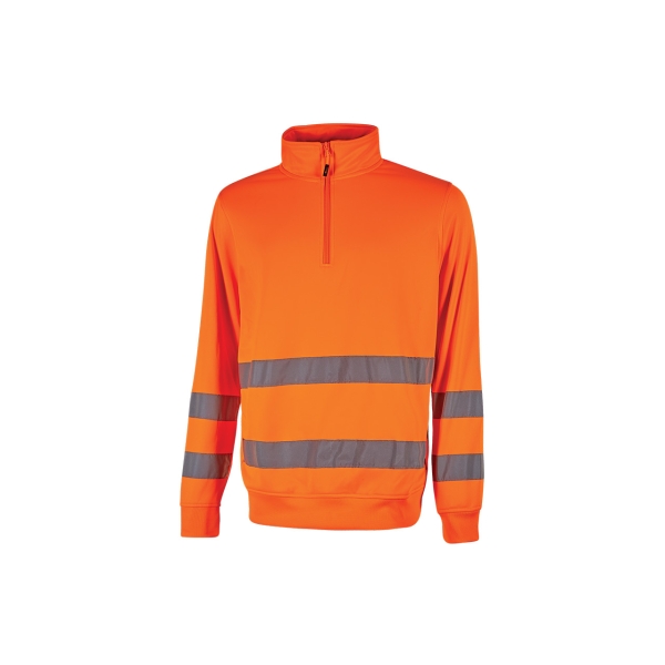 Upower Felis Sudadera de Trabajo con Aislamiento Termico - Talla L - Bandas Reflectantes, Media Cremallera, Mangas a Giro, Costuras Reforzadas, Alta Durabilidad - Color Naranja Fluorescente