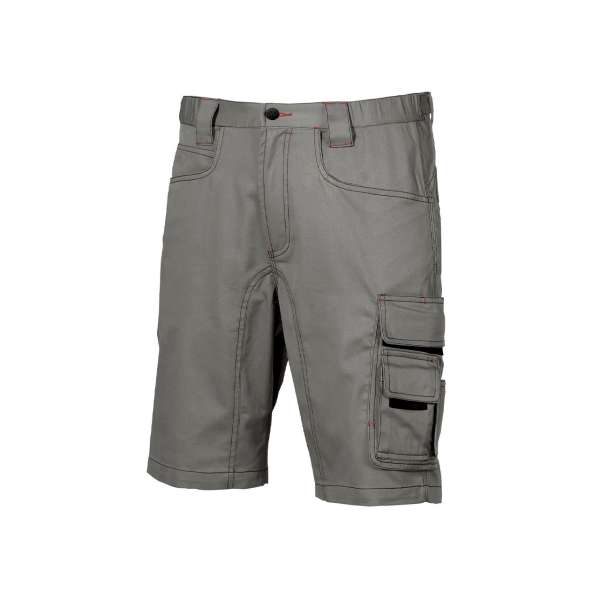 Upower Party Pantalon Corto Multifuncional - Talla 52 - Multiples Bolsillos, Cintura Ajustable, Costuras Triples, Proteccion DPI1, Cierre Cremallera con Boton Resistente - Color Gris Piedra