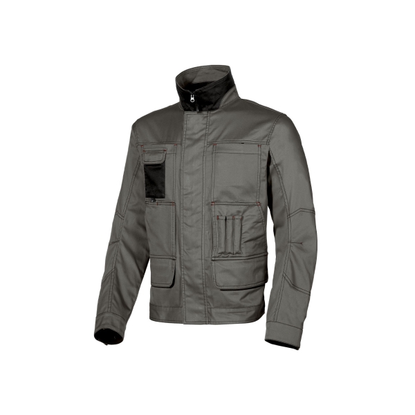 Upower Shake Chaqueta Profesional con Bolsillos Multifuncionales - Talla L - Cierre de Seguridad, Ventilacion Malla 3D, Puños y Cintura Ajustables, Proteccion DPI1 - Color Gris Piedra