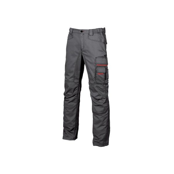 Upower Grin Pantalon de Trabajo con Forro de Franela - Talla 56 - Multiples Bolsillos, Refuerzos en Areas Clave, Cintura Ajustable, Proteccion DPI1 - Color Gris Meteorito