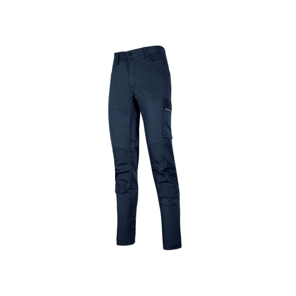 Upower Meek Pantalones Cargo Stretch - Talla 2XL - Bolsillos Multifuncionales, Refuerzos Poli-Oxford, Cinturilla Elastica, Perfiles Reflectantes, Proteccion DPI1, Ajuste Slim-Fit - Color Azul Oscuro Westlake