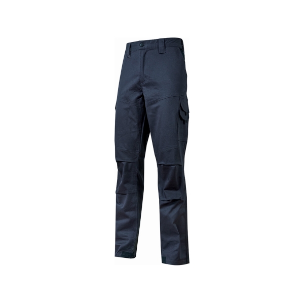 Upower Belgrado Pantalon de Trabajo Resistente - Talla M - Tela Elastica, Multiples Bolsillos, Cintura Elastica, Proteccion Lumbar, Rodillas Preformadas, Costuras Reforzadas, Lavable a 60° - Color Azul Oscuro Westlake