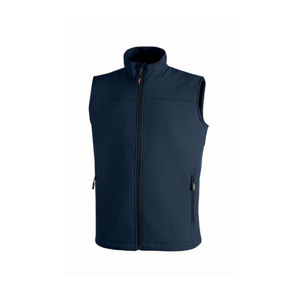 Upower Dublino Chaleco de Trabajo Soft Shell - Talla L - Transpirable, Antiviento, Repelente al Agua, Multibolsillos con Cremallera, Ajuste Personalizado con Cordon - Color Azul Oscuro Westlake
