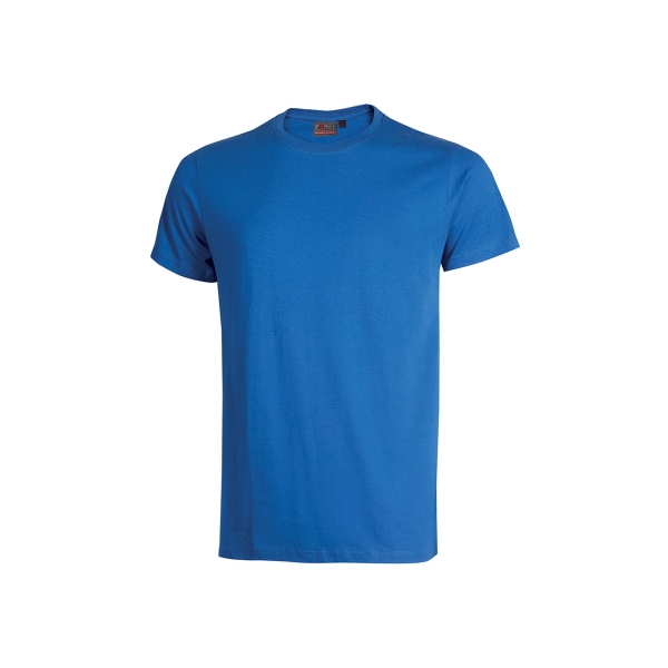 Upower Figi Camiseta de Trabajo de Algodon Cardado - Talla S - Cuello Elastico Acanalado, Cinta Para-Sudor, Proteccion DPI1 - Color Azul Regio