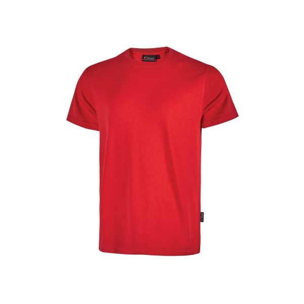 Upower Figi Camiseta de Trabajo de Algodon Cardado - Talla 5XL - Suavidad y Confort Prolongado, Cuello Elastico Acanalado, Cinta Para-Sudor, Proteccion DPI1 - Color Rojo Magma