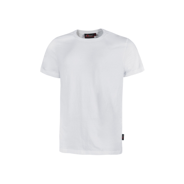 Upower Figi Camiseta de Trabajo de Algodon Cardado - Talla 4XL - Cuello Elastico Acanalado, Cinta Para-Sudor, Proteccion DPI1, Suavidad y Confort Prolongado - Color Blanco