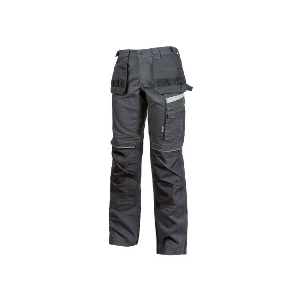 Upower Gordon Pantalones Funcionales con Bolsillos Flotantes - Talla 62 - Porta Herramientas, Cintura Ajustable, Insertos Reflectantes, Costuras Triples, Proteccion DPI1 - Color Gris Asfalto