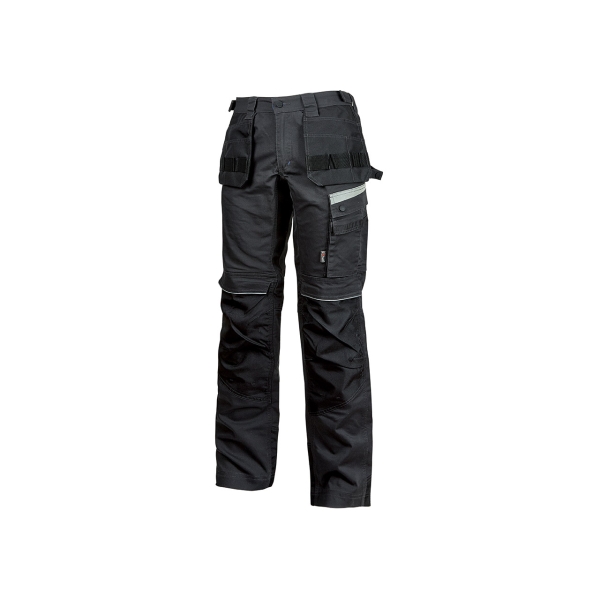 Upower Gordon Pantalones Funcionales y Duraderos - Talla 46 - Bolsillos Flotantes y Multifuncionales, Porta Rodilleras, Cintura Ajustable, Proteccion DPI1 - Color Negro Carbon