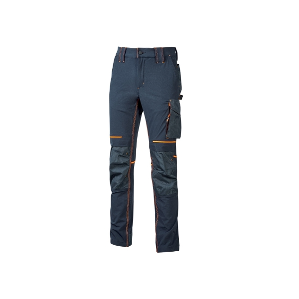 Upower Atom Pantalon de Trabajo con Tejido Stretch - Talla S - Repelente al Agua, Transpirable, Bolsillos Multifuncionales, Proteccion de Rodillas Certificada, Costuras Reforzadas - Color Azul Marino