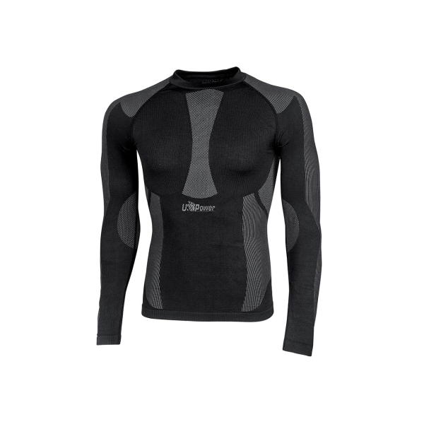 Upower Curma Camiseta Termica Deportiva - Talla L/XL - Ligera y Transpirable, Aislamiento Termico, Tejido Antibacteriano y Resistente, Alta Elasticidad, Efecto Segunda Piel - Color Negro Carbon