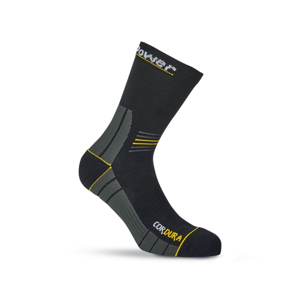 Upower Sturdy Calcetines de Trabajo Tecnicos - Talla L - Comodidad y Alto Rendimiento, Tecnologia PowerFit, Compresion Gradual, Antifatiga, Soporte Tobillos, Ventilacion, Refuerzos Cordura - Color Negro Carbon