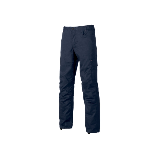 Upower Alfa Pantalon de Trabajo Funcional - Talla 60 - Multiples Bolsillos, Porta Martillo, Bolsillos para Rodilleras, Cintura Elastica, Proteccion DPI1 - Color Azul Marino