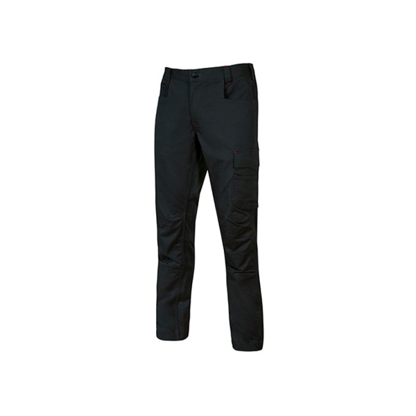 Upower Bravo Top Pantalon CVC Stretch - Talla 4XL - Bolsillos Multifuncionales, Cierre Velcro, Martillo en Cintura, Triple Costura, Ajuste Slim-Fit, Proteccion DPI1 - Color Negro Carbon