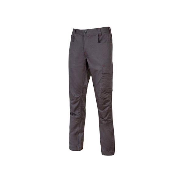 Upower Bravo Top Pantalon CVC Stretch - Talla S - Multiples Bolsillos, Martillo en Cintura, Triple Costura, Ajuste Slim-Fit, Proteccion DPI1 - Color Gris Oscuro
