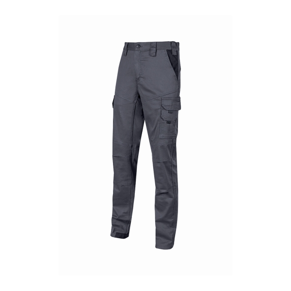 Upower Guapo Pantalones de Trabajo de Algodon Elastico - Talla S - Bolsillos Multifuncionales, Cintura Elastica, Refuerzos Resistentes, Proteccion DPI1, Corte Ajustado, Triple Costura - Color Gris Oscuro