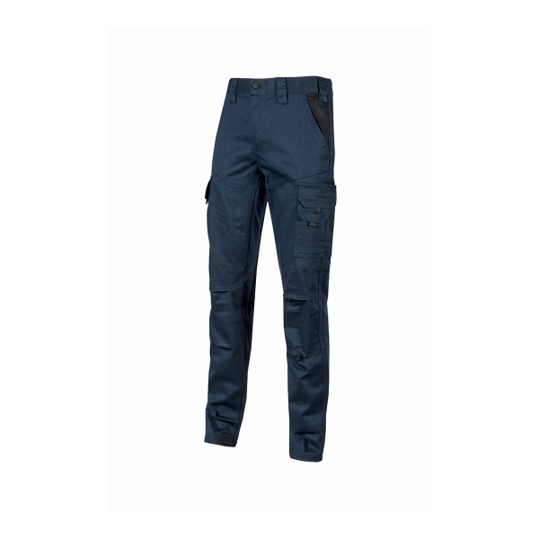 Upower Guapo Pantalones de Trabajo de Algodon Elastico - Talla S - Bolsillos Multifuncionales, Cierre Resistente, Proteccion Lumbar, Rodillas Preformadas, Triple Costura, DPI1 - Color Azul Oscuro Westlake