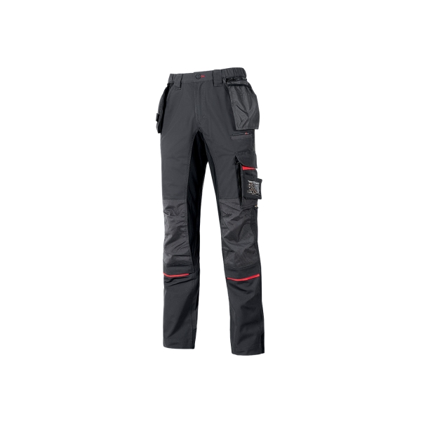 Upower Race Pantalon - Talla 48 - Multiples Bolsillos Desmontables, Refuerzos en Cordura, Detalles Reflectantes, Proteccion DPI1, Costuras Triples, Ajuste Ergonomico - Color Gris Meteorito