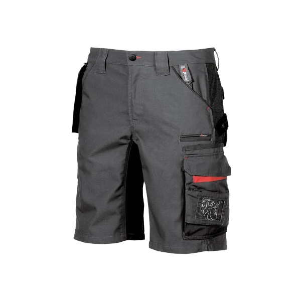 Upower Start Bermuda de Trabajo Funcional - Talla 48 - Bolsillos Desmontables, Compartimentos Multiples, Refuerzos Cordura, Detalles Reflectantes - Color Gris Meteorito