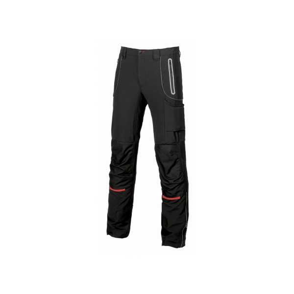 Upower Pit Pantalon Soft Shell - Talla 56 - Confort Maximo, Waterproof, Insertos Reflectantes, Antiabrasion, Multiples Bolsillos, Rodilleras Ergonomicas, Proteccion DPI1 - Color Negro Carbon