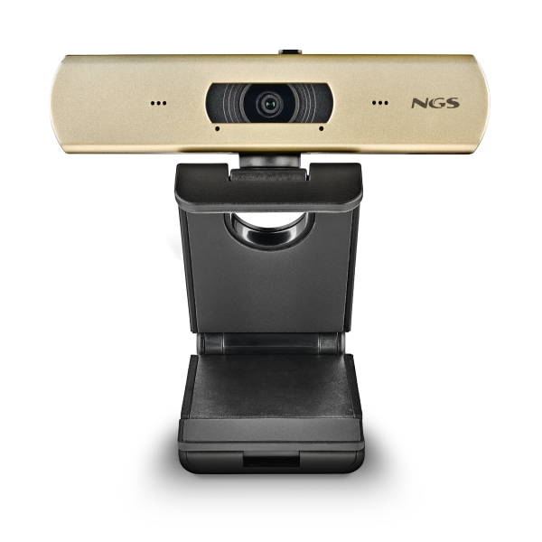 NGS XpressCam 4000 Webcam 4K USB 2.0 - 30 FPS - Filtro de Privacidad - Microfono Multidireccional - Cable de 1.50m - Color Negra/Dorada