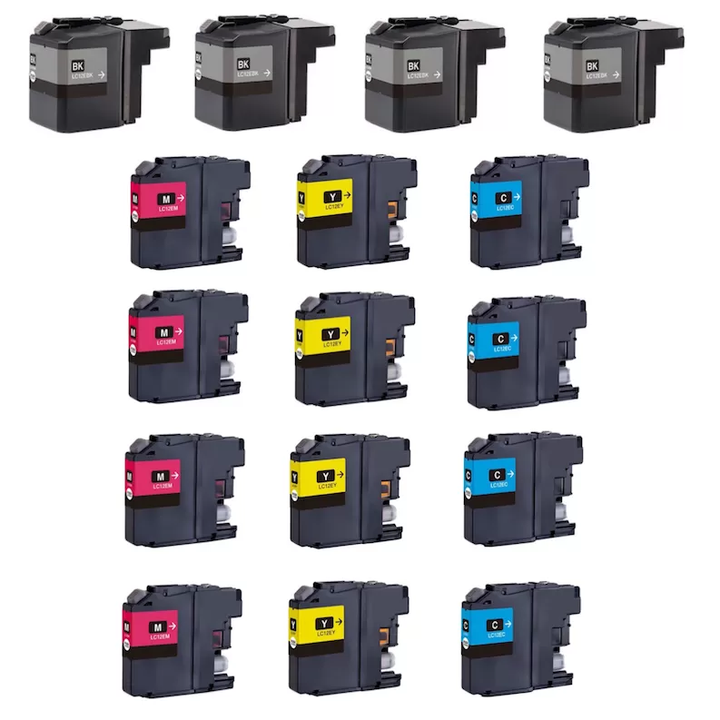 Pack 16 Cartuchos Tinta Brother LC12E Compatible